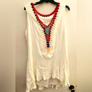 Venus white dress multi colored v-neck